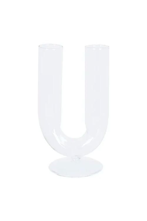 Vaso de Vidro Minimalista Transparente Formato U