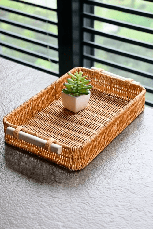 Bandeja Retangular Pequena Multiuso Rattan