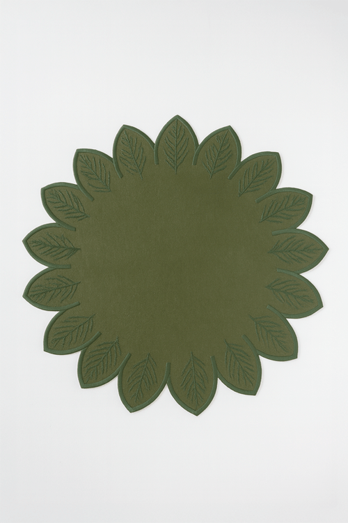 Jogo Americano Folha Verde de Nylon com Bordado