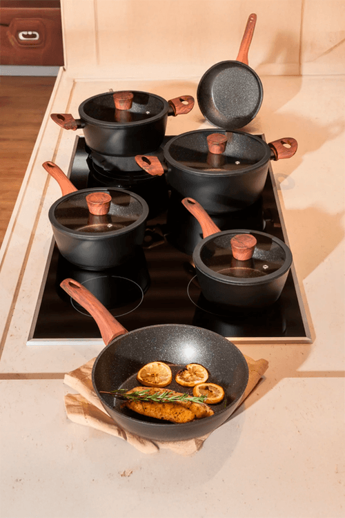 Jogo de Panelas Antiaderente Ceramic Life 6 Peças Preto