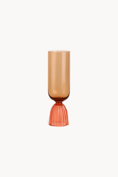 Taça Para Champanhe Âmbar Cabo Rosa Canelado  270ml