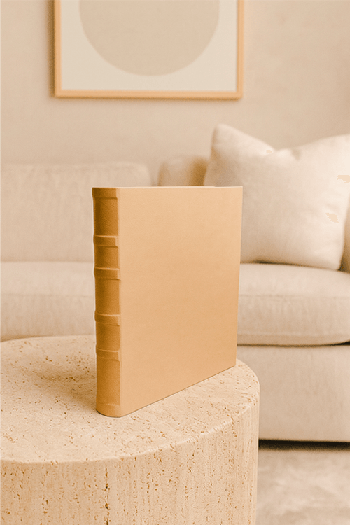Livro Caixa Decorativo com Revestimento em Pu Creme