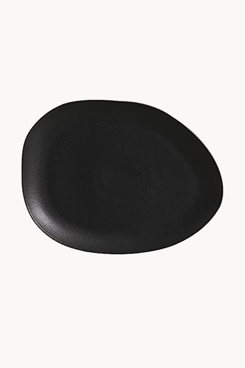 Prato Raso Oval Orgânico Preto Matte em Stoneware