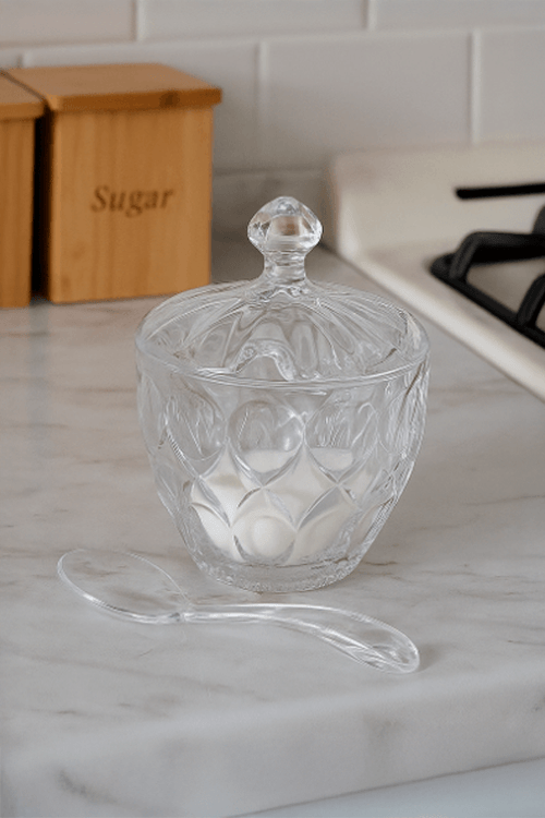 Açucareiro Berlin De Cristal 210ml Com Colher