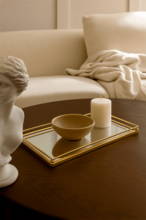 Bandeja Minimalista Decorativa Gold em Metal