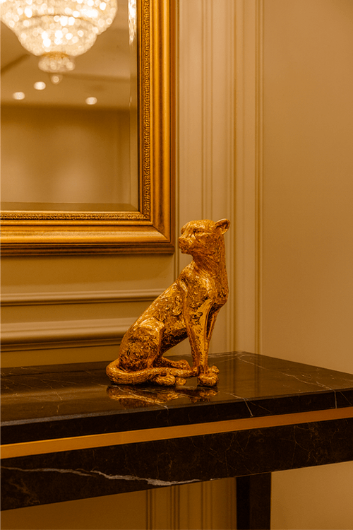 Escultura Leopardo Sentado em Poliresina