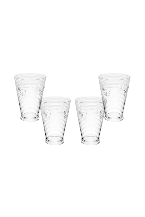 Conjunto de Copos Lines Butterfly em Vidro 4 Pecas 350 Ml