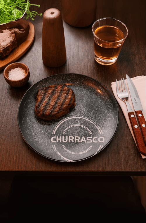 Prato Raso Churrasco Carbon em Porcelana Decorada