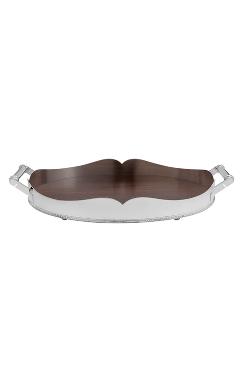 Bandeja Coração Média com Cordão Palha e Fundo de Madeira