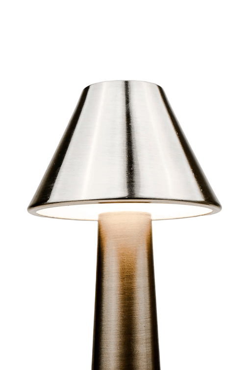 Abajur Futurista Prata com Led em Aco Inox1