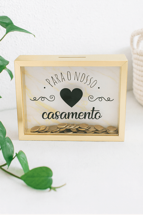 Quadro Cofre Porta Moedas O Nosso Casamento