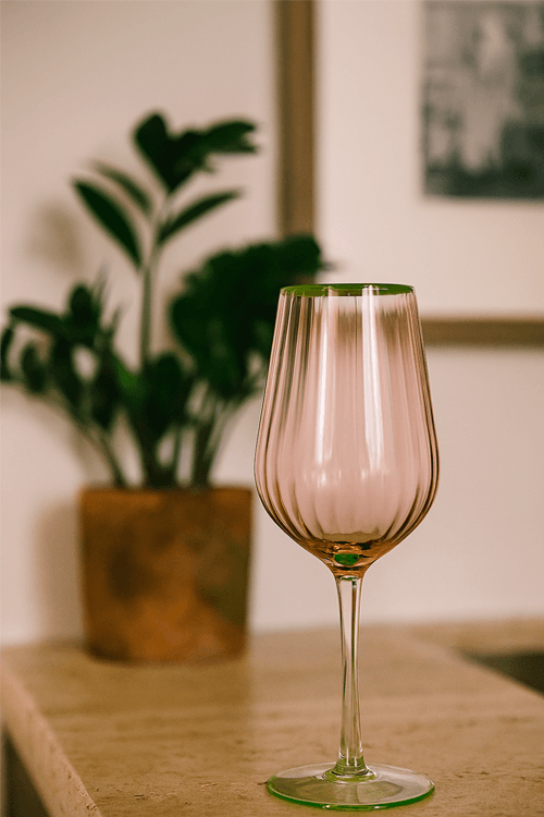 Taça de Vidro Apricot com Base Verde 500ml