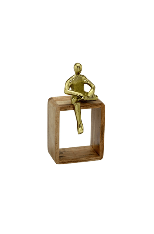Escultura de Meditação em Aluminio e Madeira