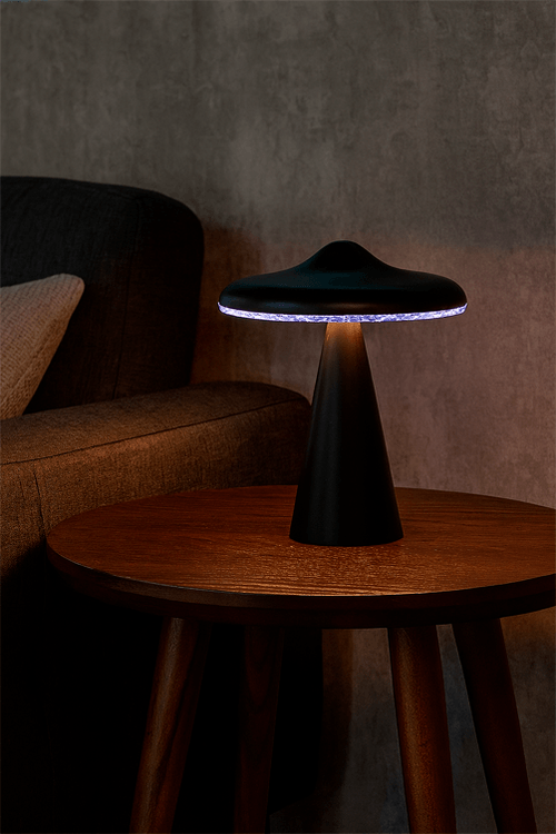 Luminaria de Mesa Cogumelo Metal Preto