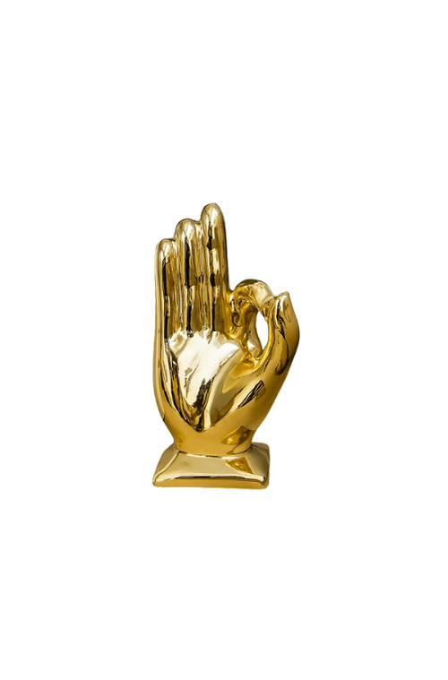 Mão Ok Decorativa Dourada