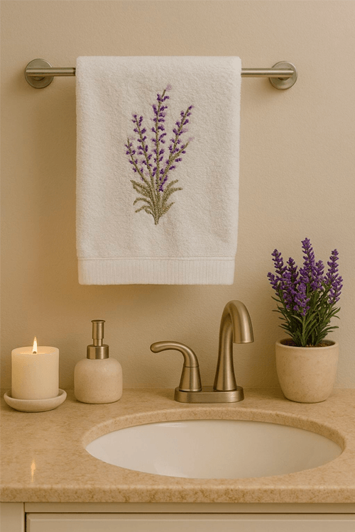 Toalha de Lavabo Bordado Lavanda