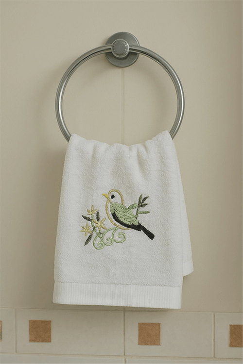 Toalha de Lavabo Bordado Colibri