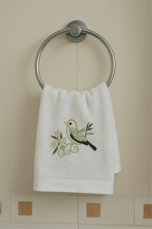 Toalha de Lavabo Bordado Colibri