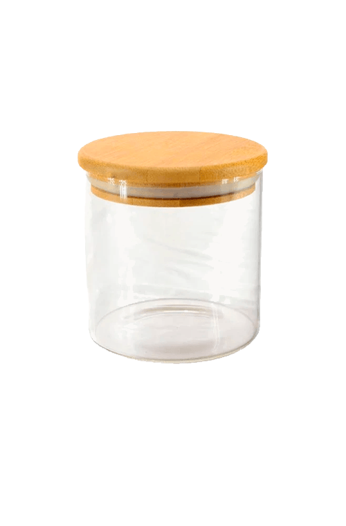 Pote Hermetico Redondo de Borossilicato com Tampa de Bambu 500ml