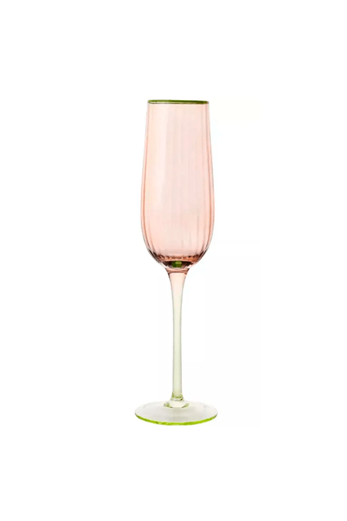 Taça Champanhe de Vidro Apricot com Base Verde 250 ml