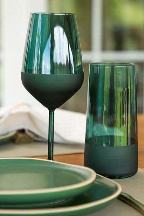 Taça Duo Verde em Vidro 490ml
