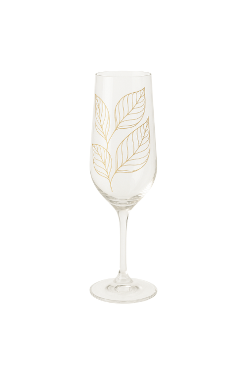 Taça de Champanhe Foliage Dourado 220ml