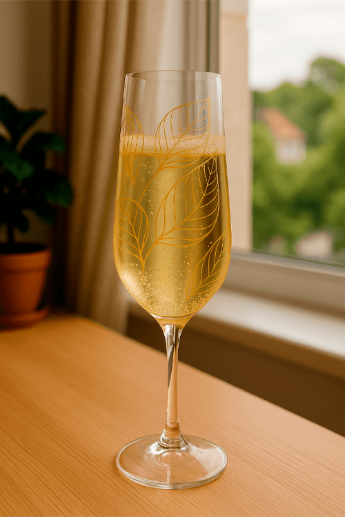 Taça de Champanhe Foliage Dourado 220ml