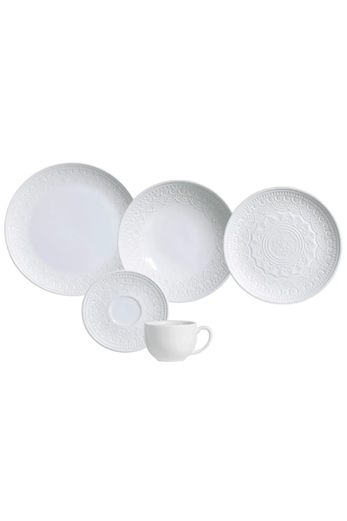 Aparelho de Jantar Stoneware 20 Peças Agra Branco
