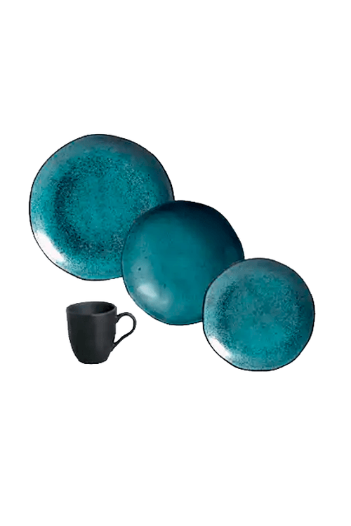 Aparelho de Jantar Stoneware 16 Peças Orgânico Petroleum