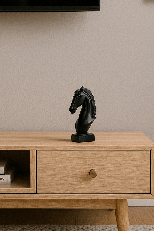 Escultura de Cavalo Raio Pequeno Preto