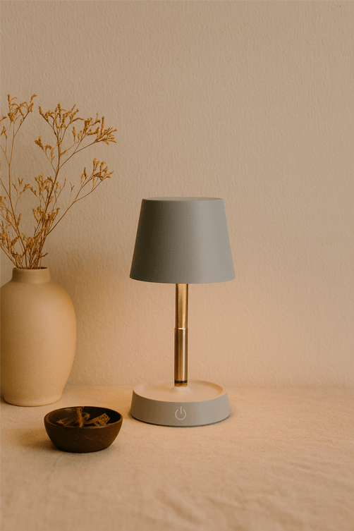 Luminaria Cinza de Mesa com Led2