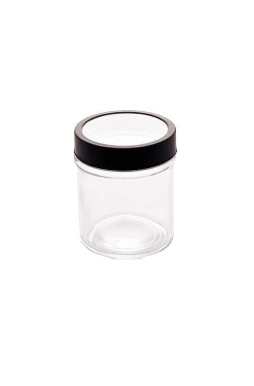 Pote de Vidro com Tampa em Metal e Acrílico Gastro Preta 350ml