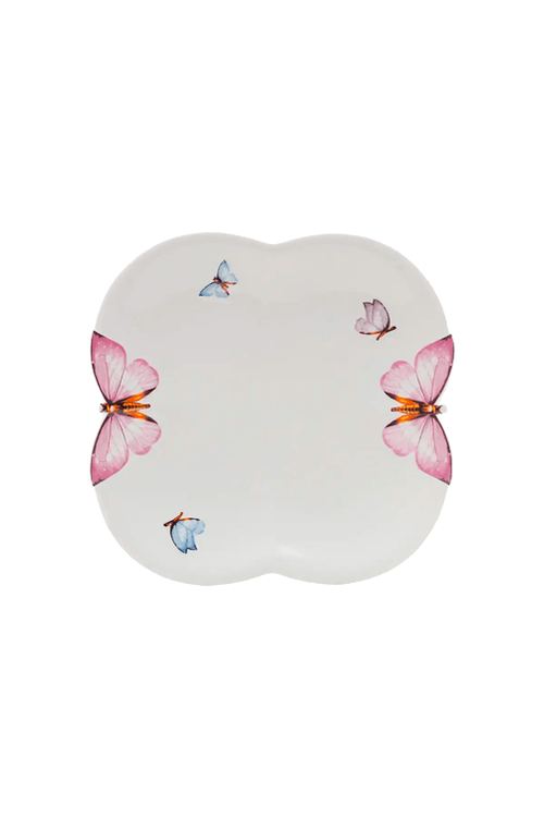 Conjunto de 06 Pratos de Sobremesa Borboleta em Porcelana