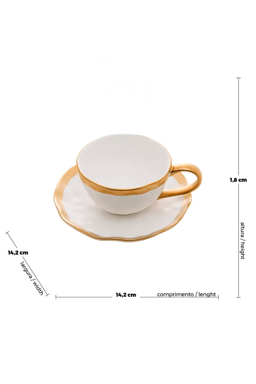 Xicara para Cha em Porcelana Dubai Branco 200ml2