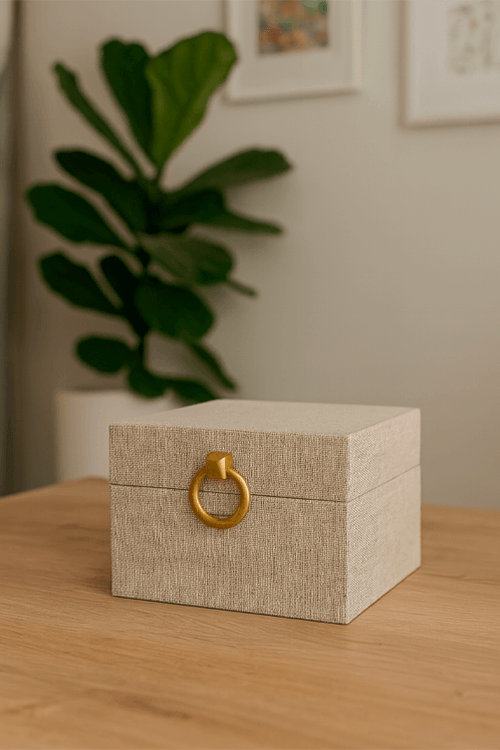 Caixa Decorativa Pequena Rosmarus em Mdf Off White