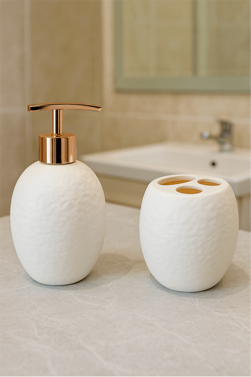Conjunto para Banheiro Luxury em Porcelana 2 Pecas Off White