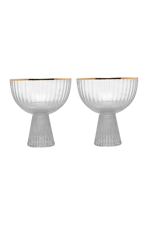 Conjunto de Taça de Sobremesa em Cristal com Filete Dourado 2 Peças 200ML