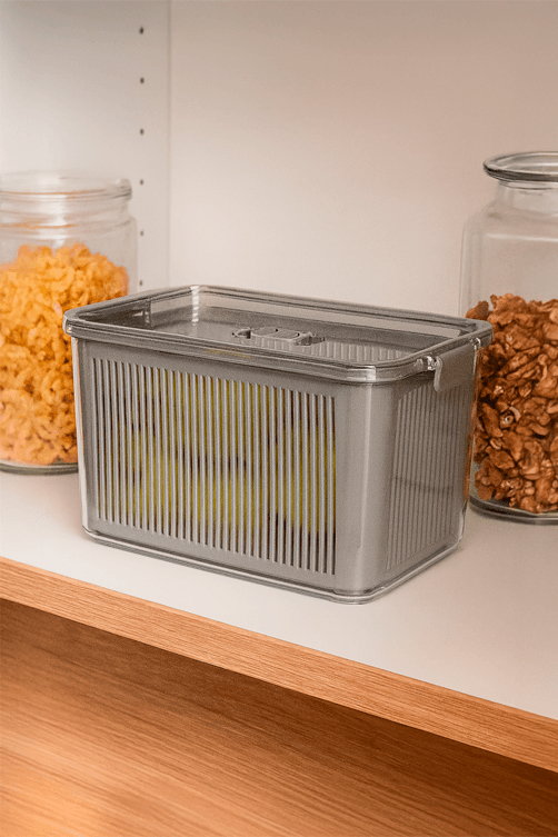 Pote Slim Multiuso com Cesto de Drenagem Cinza 4,5L1