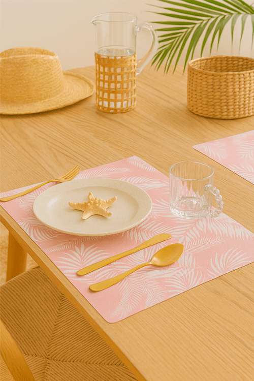 Jogo Americano Pink Leaf Estampado