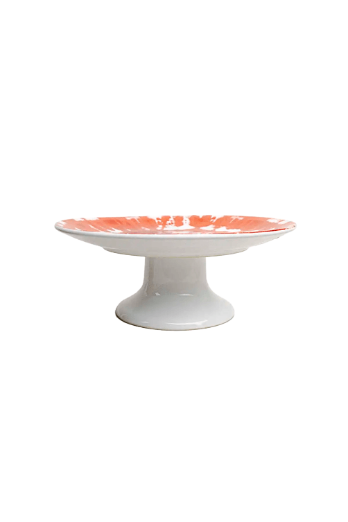 Prato-para-Bolo-Tie-Dye-em-Ceramica-Medio-Vermelho