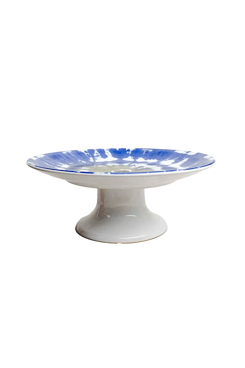Prato para Bolo Tie Dye em Ceramica Medio Azul