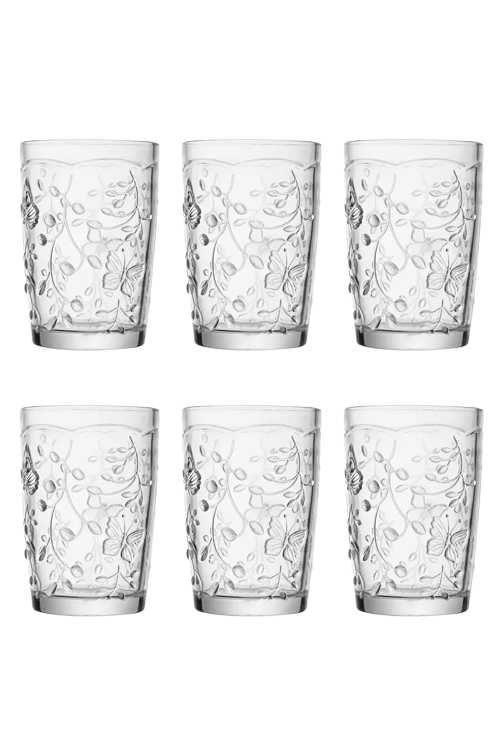 Conjunto de Copos Alto Butterfly em Cristal 6 Pecas 330ml