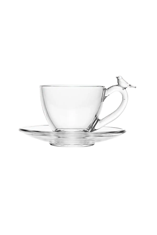 Conjunto de Xicaras de Cha Bird em Cristal 180ML