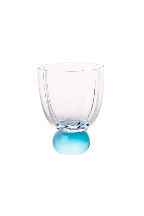 Taca Ondulada com Base Esfera Azul 250ml