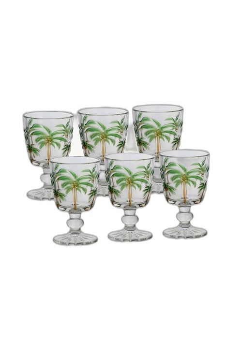 Conjunto de 6 Taças para Água Tropical Palm em Vidro 310ml