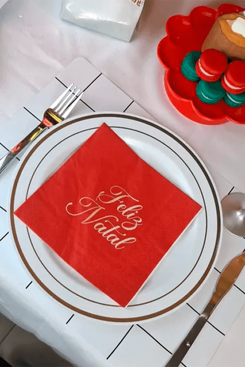 Guardanapo Natalino Vermelho Feliz Natal