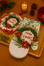 Conjunto Natalino de Luva e Descanso