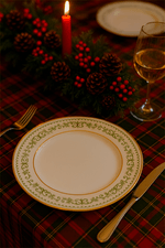 Prato Raso Christmas em Ceramica com Filete Dourado