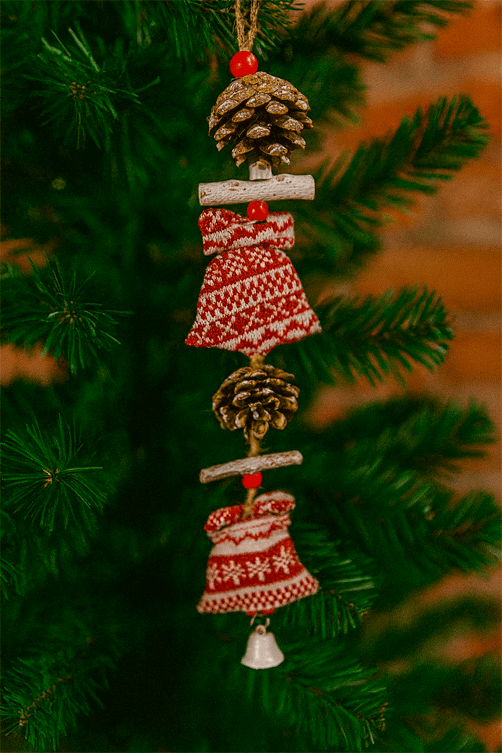 Enfeite de Arvore de Natal em Tecido com Pinha1