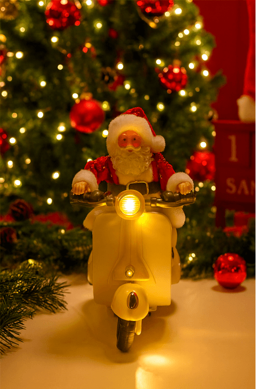 Papai Noel na Moto com Som Luz e Movimento